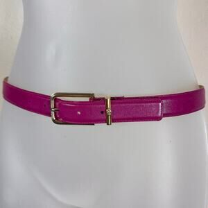 VTG Womens Liz Claiborne Belt Pink Leather 90s Classic Gold Tone M